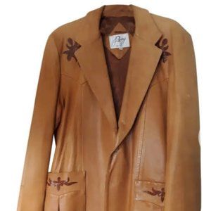 Rare Vintage Remy Men's Leather Jacket Made in USA Snakeskin Detail Size 46